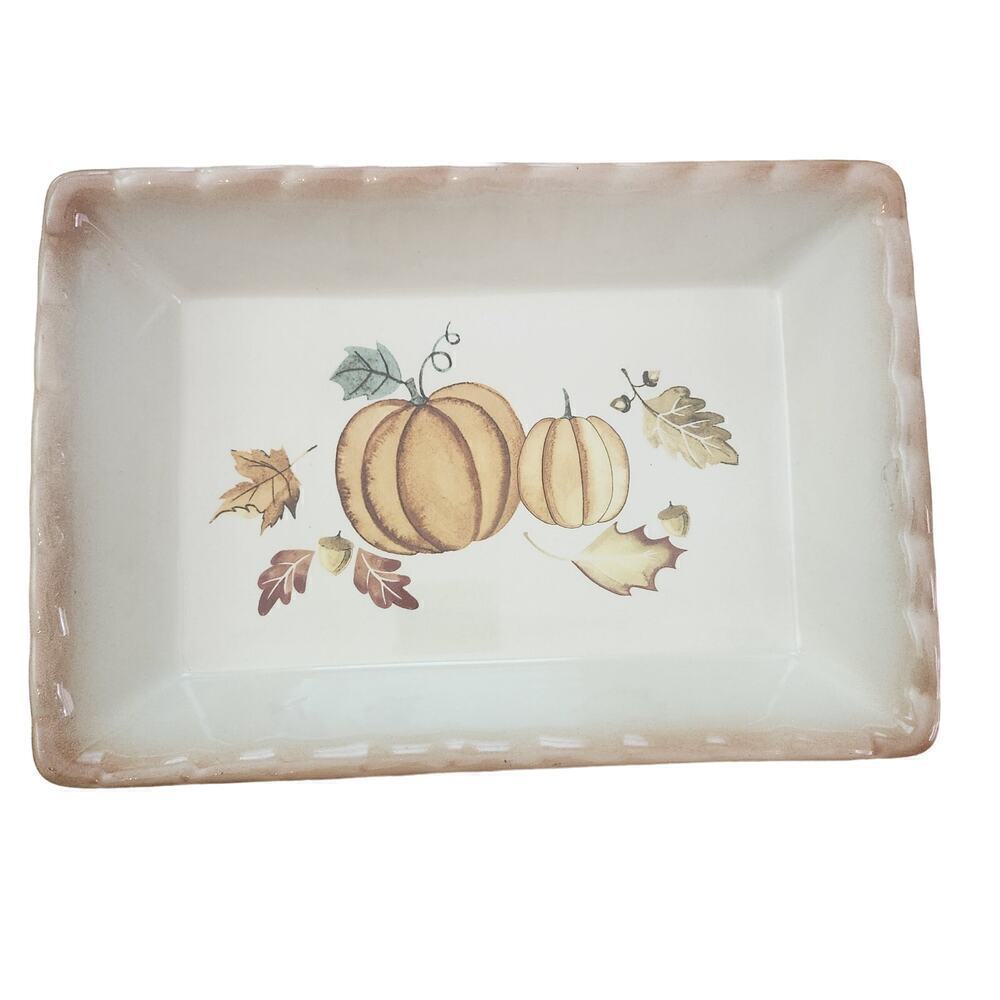 Vintage Nantucket Pumpkins Ceramic Pottery Bake Dish‎ Server Harvest Autumn Fall